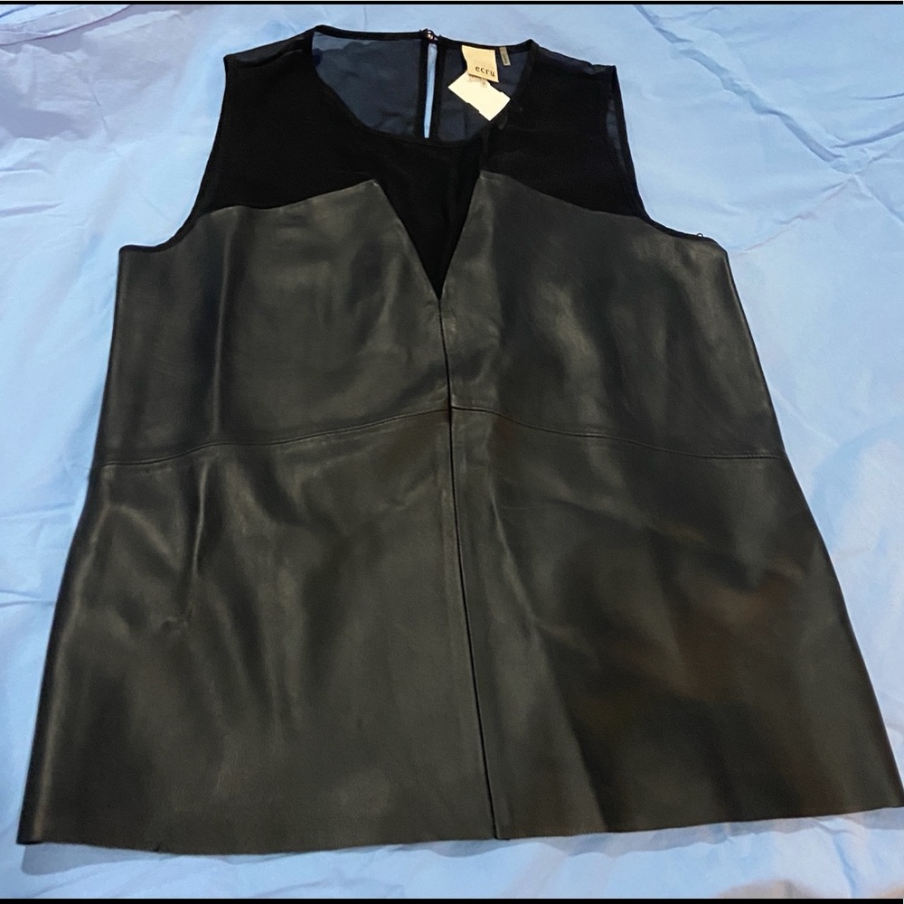 Leather tank with mesh back